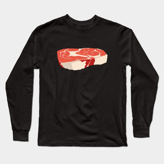 Steak Illustration Long Sleeve T-Shirt by ahadden